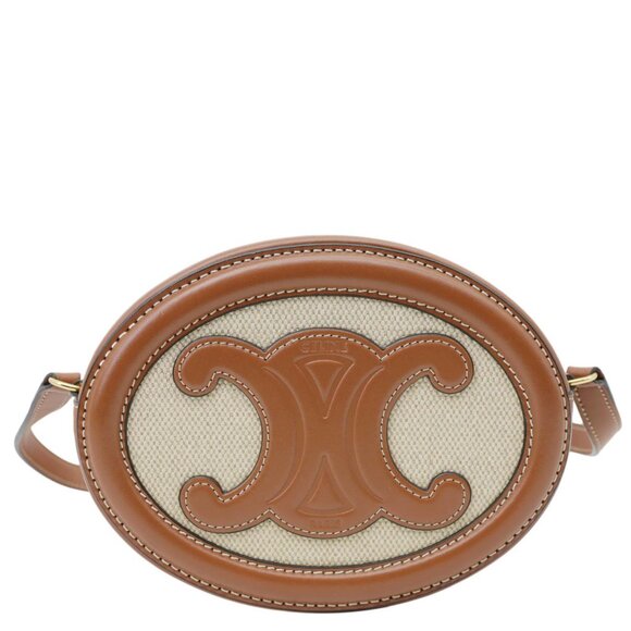 Celine  Triomphe Oval Calfskin Leather Crossbody Bag Tan - Picture 3 of 13